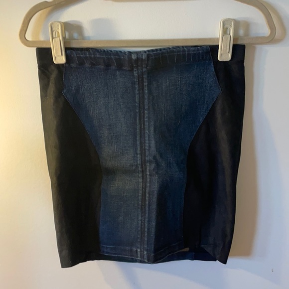 NWT HELMUT LANG denim leather ‘worker’ skirt sz6/8 - Picture 1 of 4